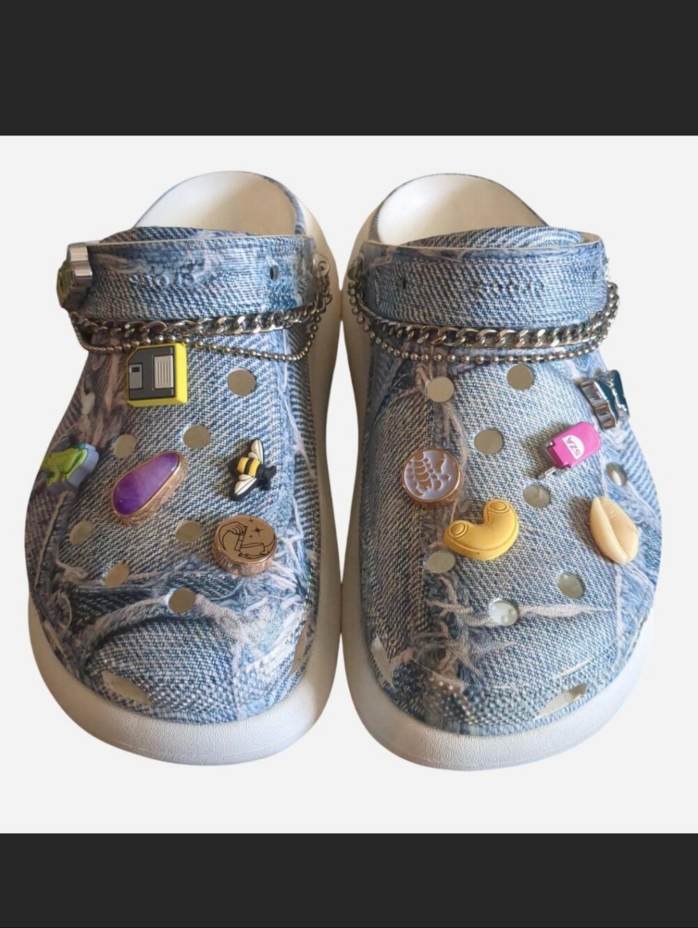 🔥 RARE SZA x Crocs Classic Crush Clog Denim Limited Edition Y2K Platform M7/W9 - Picture 4 of 7